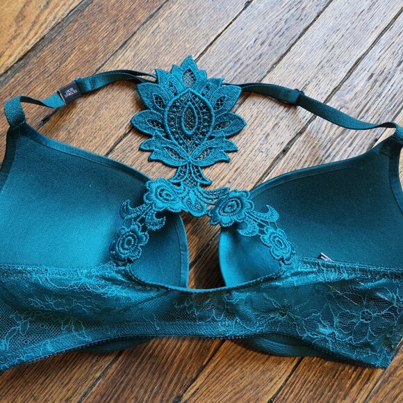 NEW 32C VICTORIAS SECRET Very Sexy blue green front clasp push up racerback bra - Picture 2 of 6